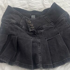 BDG Charcoal Pleated Denim Skirt